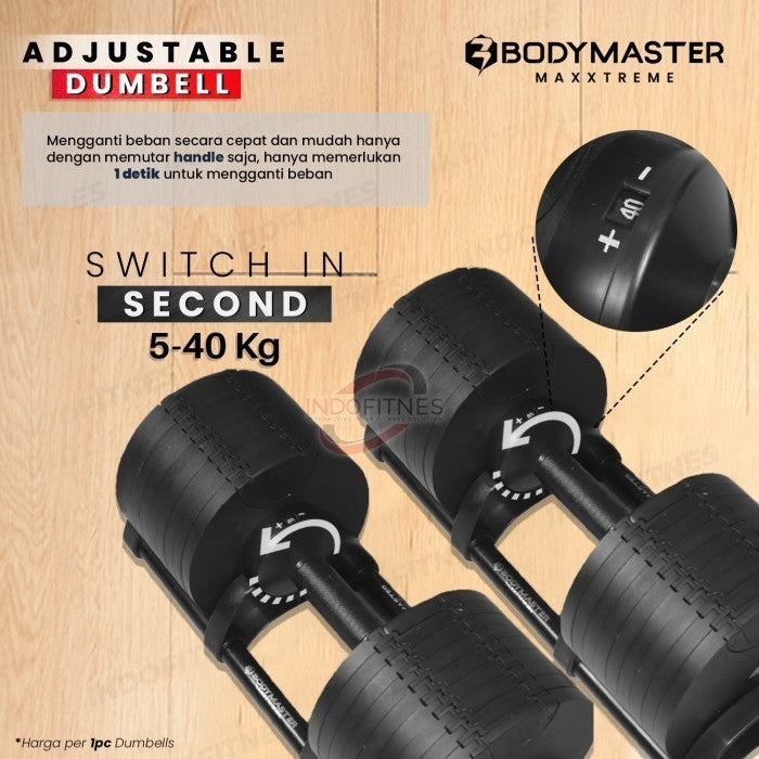 BODYMASTER MAXXTREME 40KG BM-A040 Original Adjustable Dumbell Barbell - MAXXTREME 1PC, BELUM ONGKIR