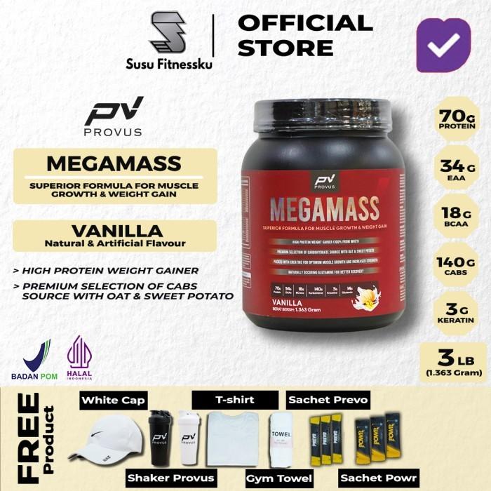 Provus Mega Mass 3 lb Weight Gainer - Vanila, SHAKER HITAM