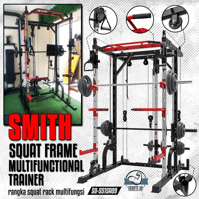 Multifunctional Smith Machine Trainer / Premium Squat Power Rack Bench Press Cable SD-5515A09