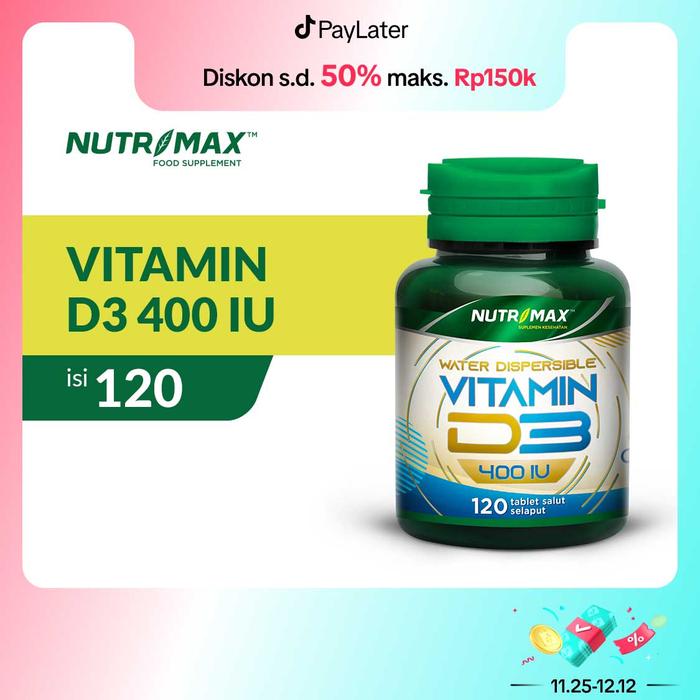 Nutrimax Vitamin Vit D3 400 IU Kesehatan Tulang Gigi Imunitas Osteoporosis Imun Tubuh - 120 TABLET