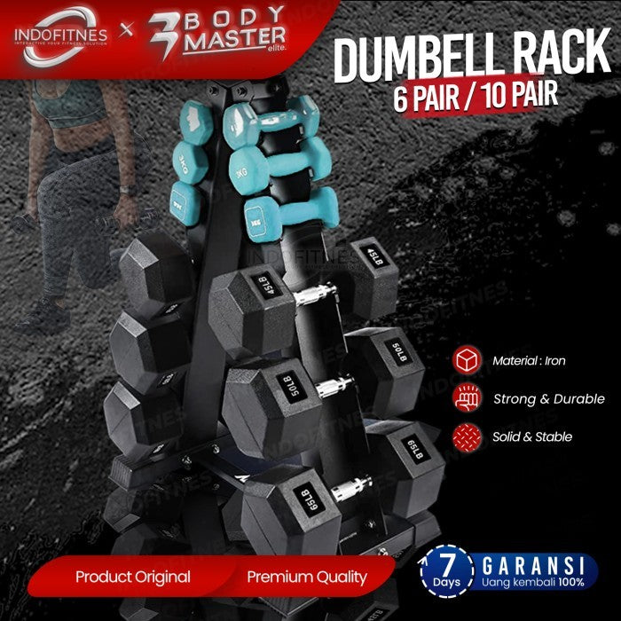 BODYMASTER Dumbell Rack 6-10 Set Vertical Standing - Rak Stand - 10 PAIRS