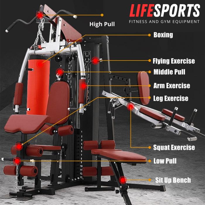 Promo Alat fitness Homegym 3 sisi lifesports plus bench Ls 1601 Multigym Home