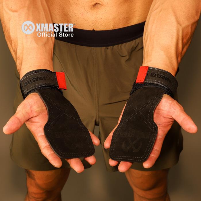 XMASTER Leather Palm Grip for Weightlifting Support - Gray