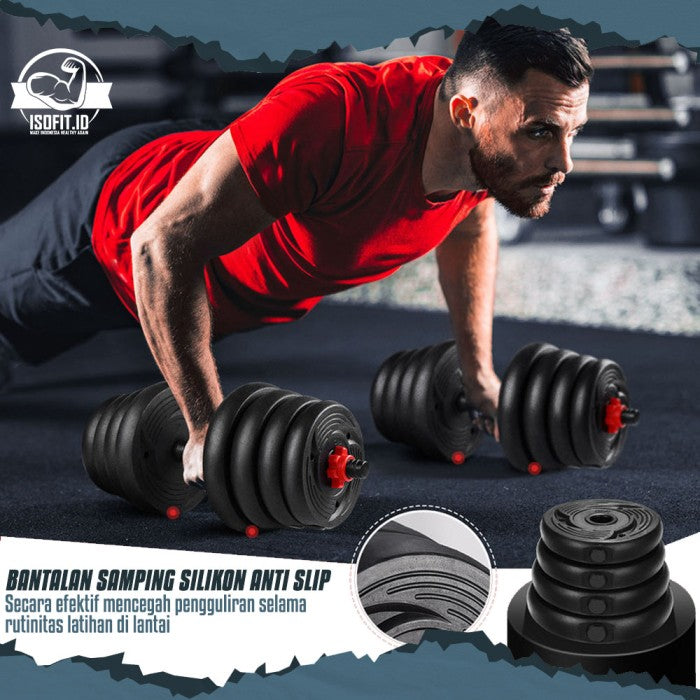 DUMBELL SET ROUND / Barbel / Alat Angkat Beban/ Alat Fitness - 2 IN 1 - 10KG