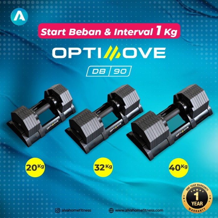 Optimove DB-90 Adjustable Hexa Dumbell Set 20 Kg - 32 Kg - 40 Kg - Rack Only