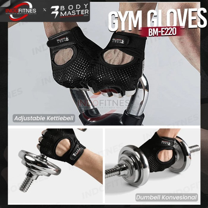 BODYMASTER Gloves Fitness Microfiber Gym E220 Sarung Tangan olahraga - Abu-abu, S