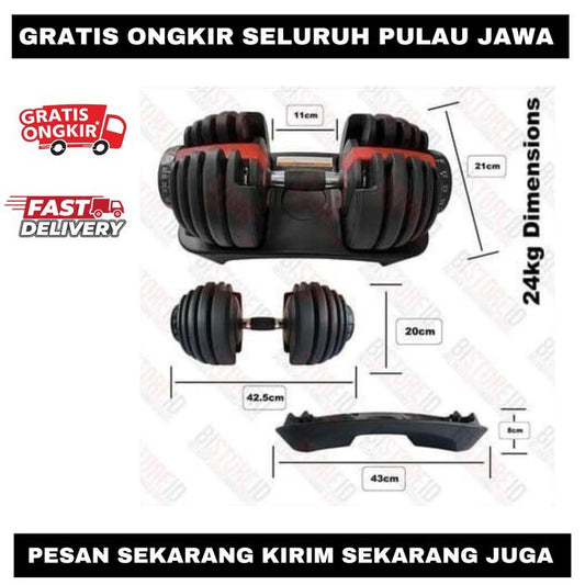 F201 READY STOCK Kettler bowflex ADJUSTABLE DUMBELL set barbel alat fitness
