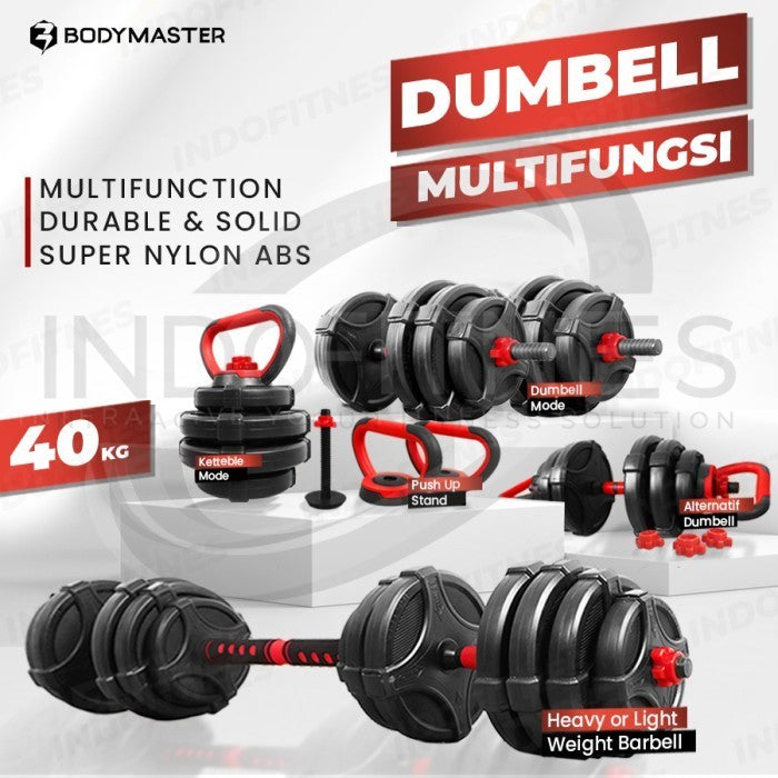 BODYMASTER Premium Adjustable Dumbell 40kg 8in1 A014 Barbel Gym Fitnes - Dumbell 8in1, BELUM ONGKIR