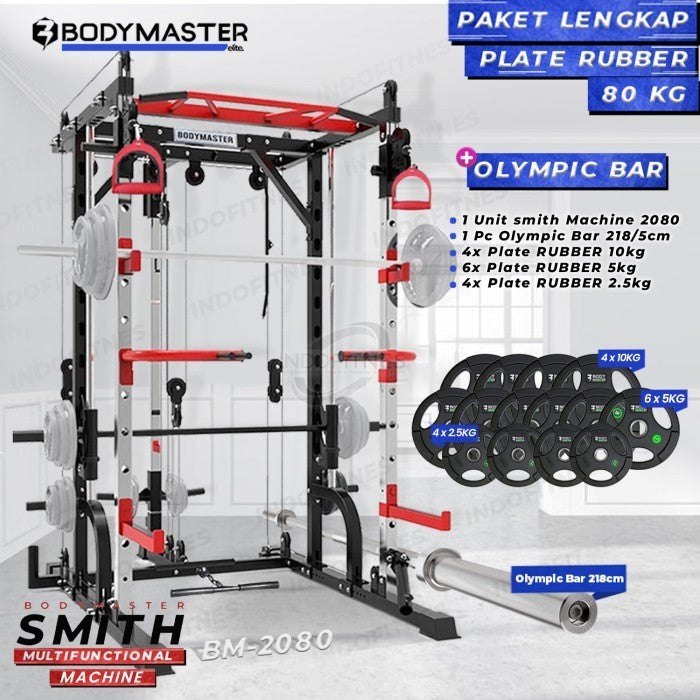 BODYMASTER Smith Machine BM-2080 - Squat Power Rack Bench Press Cable - Alat saja, TOPED
