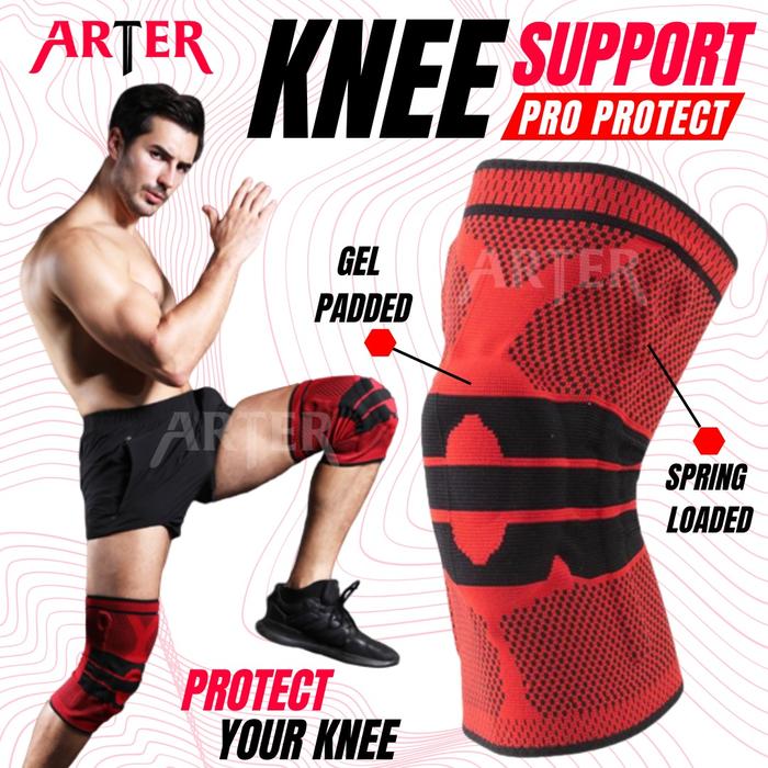 ARTER Knee Support PRO PROTECT Spring Gel Pad Pelindung Lutut Silicone - Brave Red, M