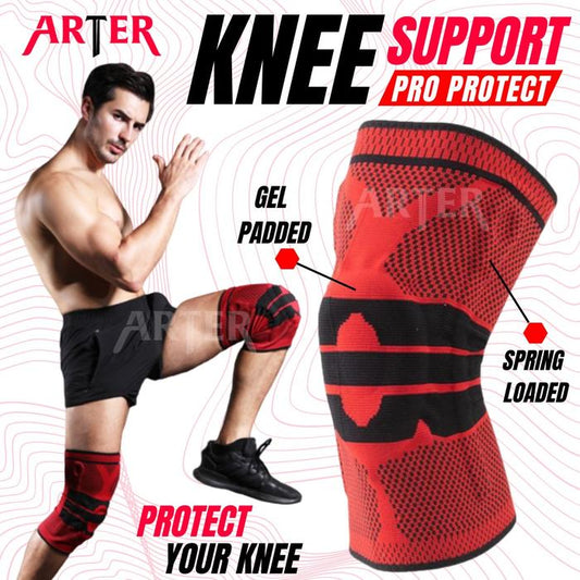 ARTER Knee Support PRO PROTECT Spring Gel Pad Pelindung Lutut Silicone - Brave Red, M