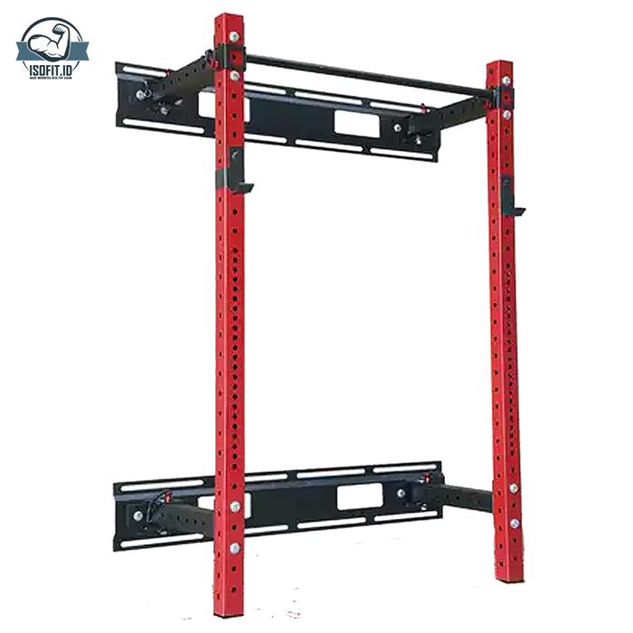 Wall Folded Squat Rack Frame / Foldable Squat Rack / Squat Rack Lipat Dinding Minimalis - Red New