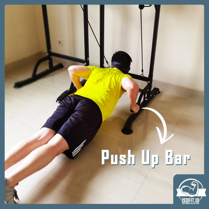 All In One Adjustable Premium Pull Up / Dipping Hanging Bar - Hitam