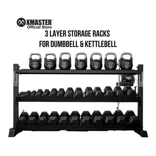 XMASTER Rak Dumbbell 3 Layer Besi Kokoh untuk Gym Rumah & Komersial Kapasitas 400kg Finishing Powder Coating Anti Karat