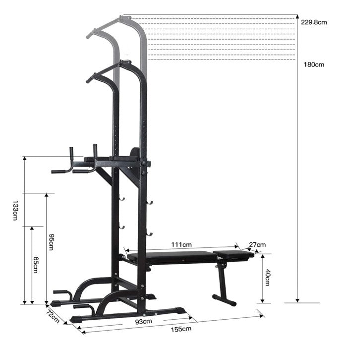 OneTwoFit Multi-Function Power Tower Pull Up Bar Station Chin Up with Sit Up Bench Alat Olahraga