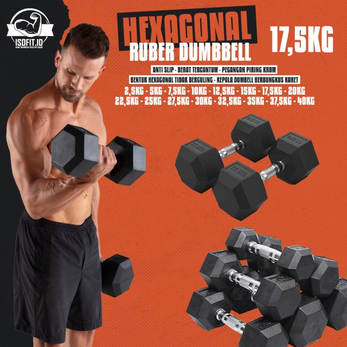 Hex Rubber Dumbell / Barbel Hexagonal Karet - 2,5 KG