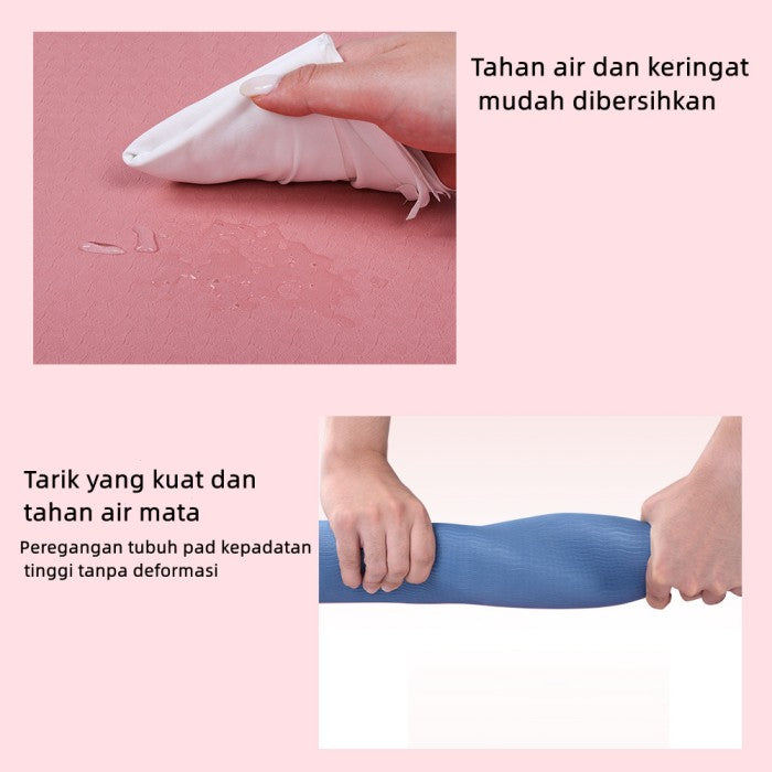 OneTwoFit Matras Yoga Mat 8MM TPE Double Layer Anti Slip Eco Friendly - Merah Muda