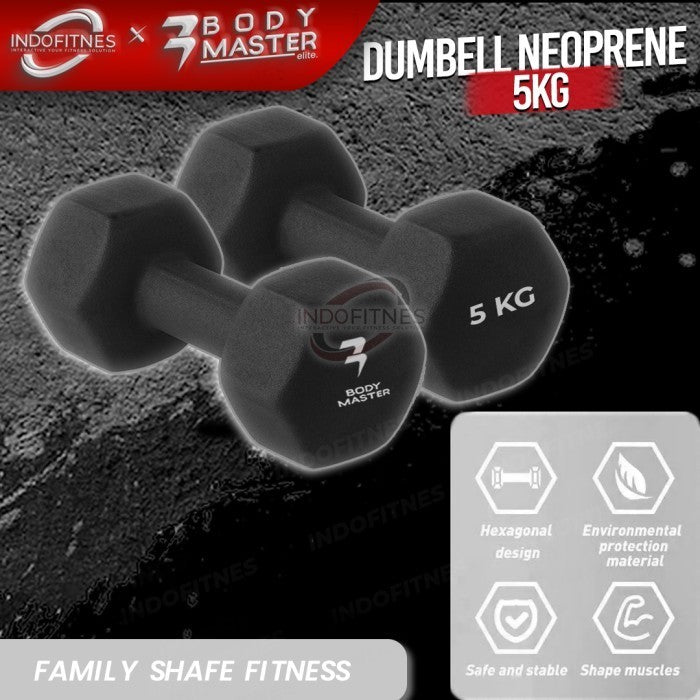BODYMASTER 5KG Dumbell Neoprene Barbel Mini Dumbel Warna Kecil Karet