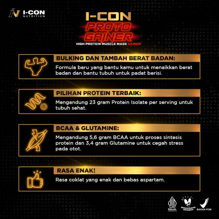 Paket 4 Icon Nutrition Proto Gainer 3 kg - Creamy Coklat