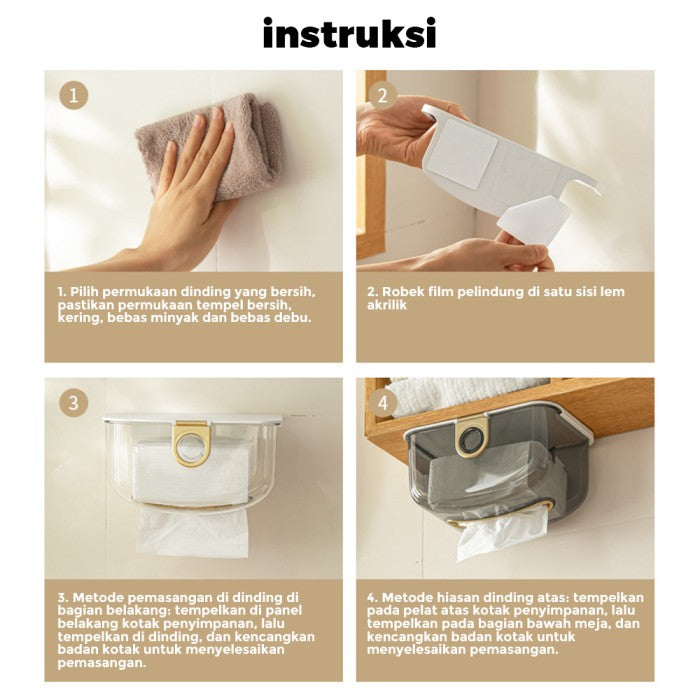 OneTwoFit Tissue Box Kamar Mandi Tempel Dinding Plastik Tebal Multifun