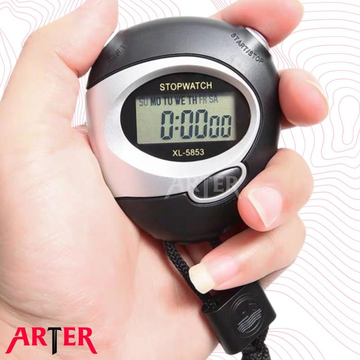ARTER Stopwatch Digital Timer Olahraga Genggam LCD + Strap Stop Watch