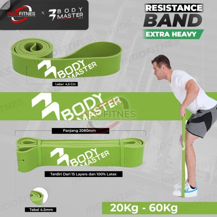 BODYMASTER Long Latex Resistance Band I334 Karet Gym Fitness Pull Up - Hitam
