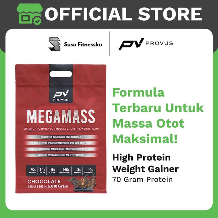 Provus Mega Mass 15 lb - 30 Serving Weight Gainer - Coklat, CRE+SHAKER600ML
