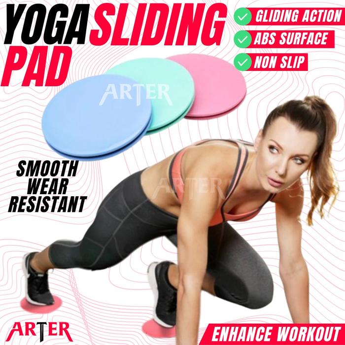 ARTER Yoga Gliding Discs Slider Fitness Disc Exercise Sliding 2 Pcs - Hitam