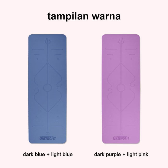 OneTwoFit Matras Yoga Mat 8MM TPE Double Layer Anti Slip Eco Friendly - Merah Muda
