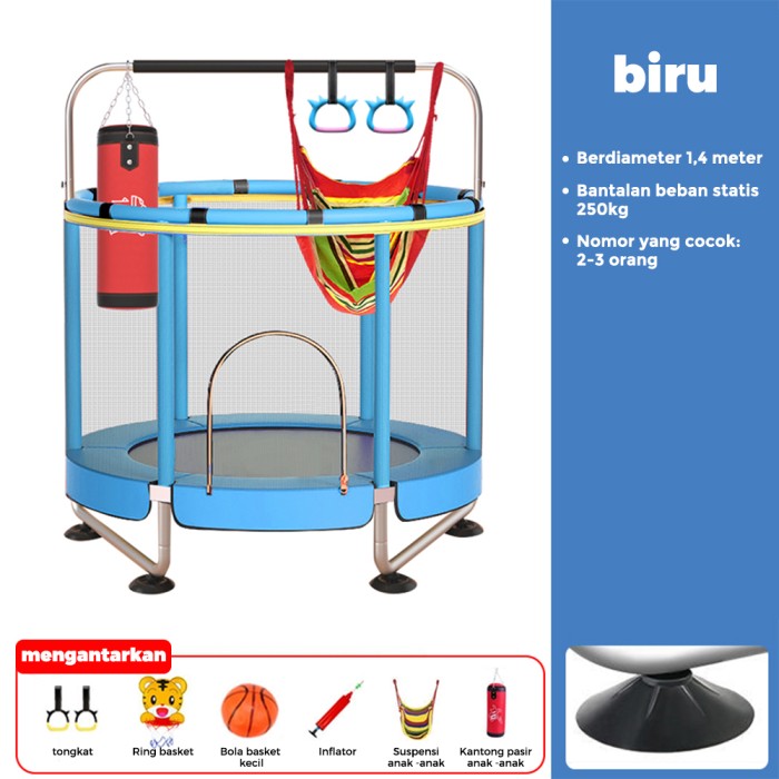 OneTwoFit Trampolin Mainan Anak Viral Diameter 140cm Alat Olahraga Fitness Lompat Sport Trampoline - Merah