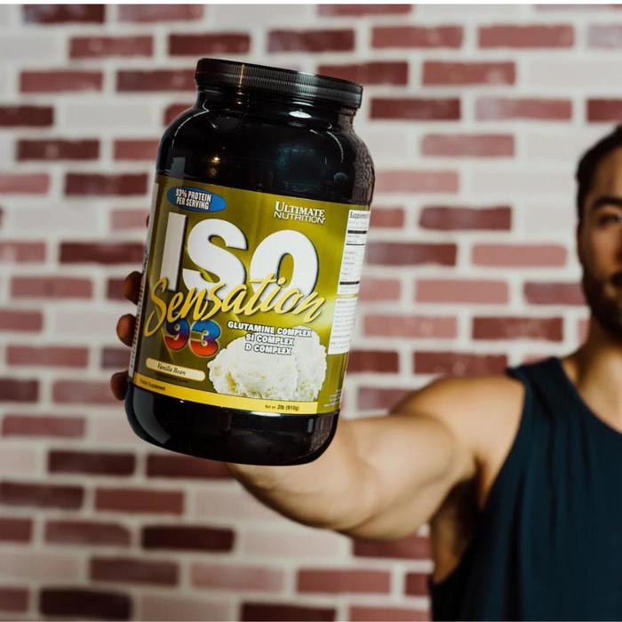Ultimate Nutrition ISO Sensation suplemen fitness / suplemen gym / suplemen protein penambah massa otot - Chocolate Fudge, 5 lb
