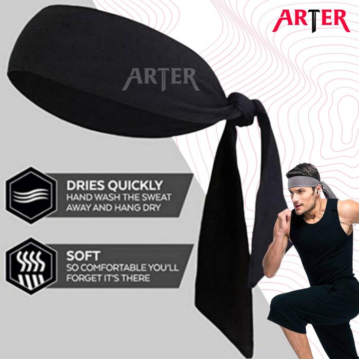 ARTER Tenis Bandana Headband Tennis Sport Hairbands Olahraga Gym Yoga - Hitam