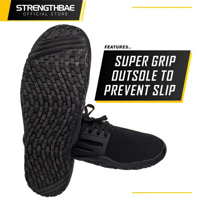 Lifting Shoes STRENGTHBAE Barefoot Gym Shoe Sepatu Gym Deadlift Slipper Slippers Olahraga Squat Bench Press - Black, 43