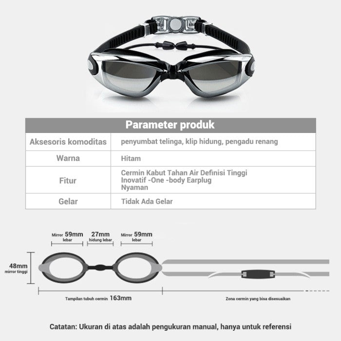 OneTwoFit Kacamata Renang Dewasa Anti UV Silicon Elastis Swimming Glas