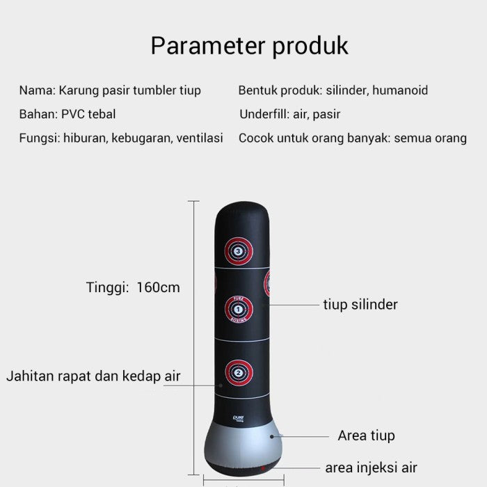 OneTwoFit Alat samsak Tinju 160 Cm Tinju Berdiri Standing Dewasa - SAMSAK