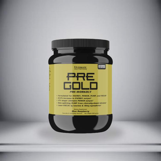 Ultimate Nutrition PreGOLD  suplemen fitness / suplemen gym / suplemen protein - Blue Raspberry, 250 gr