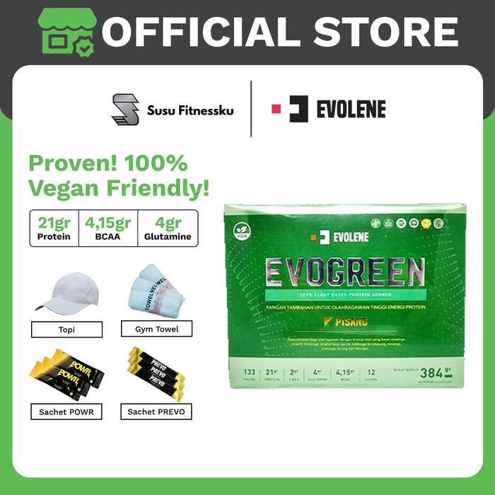 EVOLENE EVO GREEN 1 Box Isi 12 Sachet Vegan Protein Plant Based - Sachet Pwo