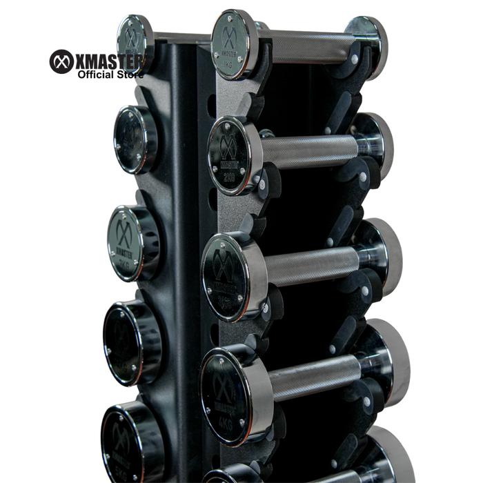 XMASTER Dumbbell Set Lengkap 1-10 Kg with Rack - Dumbbell Gym Stainless Steel Alat Fitness Home Gym & Komersial untuk Otot