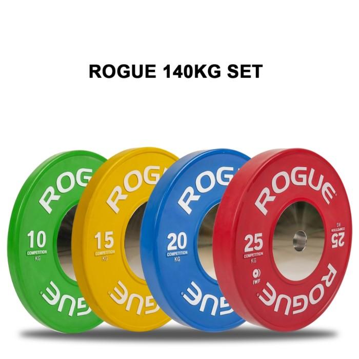 XMASTER Set Bumper Plate CPU 140-150KG Standar IWF IPF CrossFit Powerlifting ROGUE ELEIKO Bahan Bumper & Steel untuk Gym dan Studio Fitness 140KG Set - Steel Ch 150KG