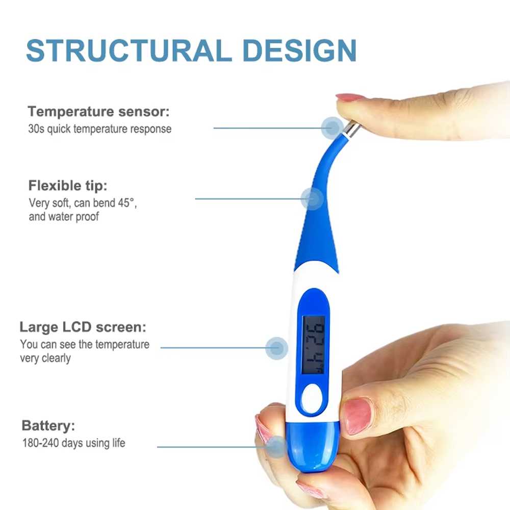 Bercom Termometer Badan Digital LCD Display Waterproof Flexible Tip - DT008