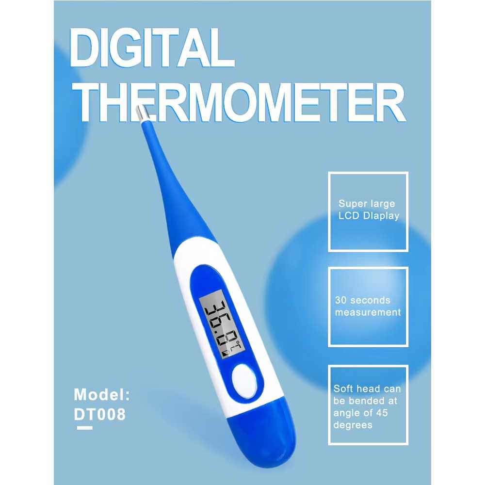 Bercom Termometer Badan Digital LCD Display Waterproof Flexible Tip - DT008