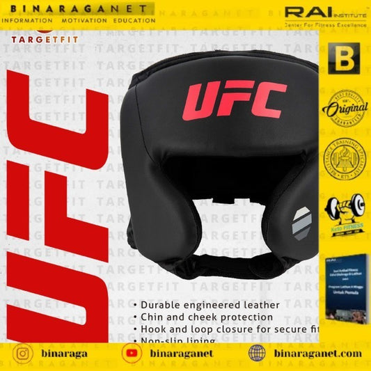 UFC OPEN FACE TRAINING HEAD GEAR - Black / BOXING / TINJU / MUAY THAI