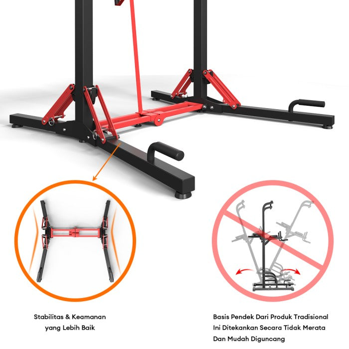 OneTwoFit Foldable Multi-Function Power Tower Adjustable Chin Up Bar