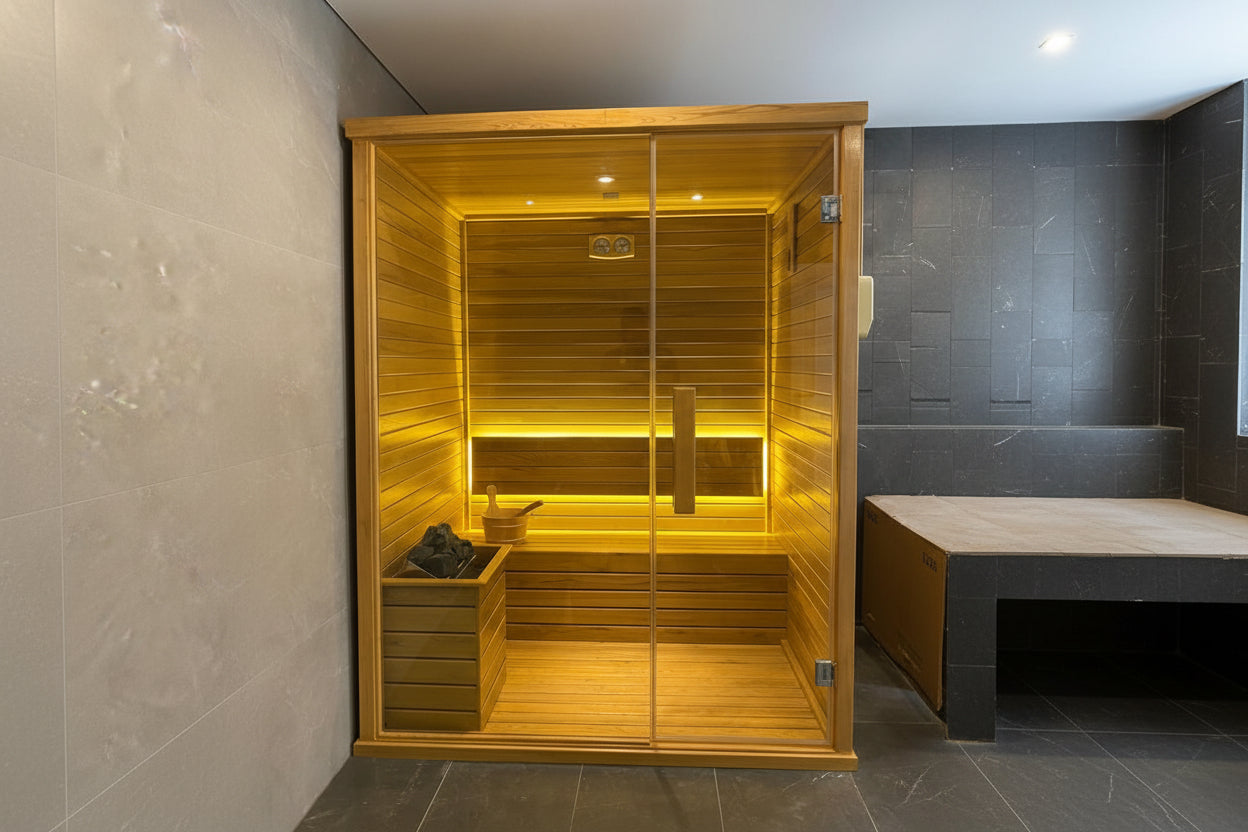 Ruang Kayu Sauna Pinus Wood 1,50CMX1,50CMX2.10CM (BISA CUSTOM UKURAN DAN KAYU)