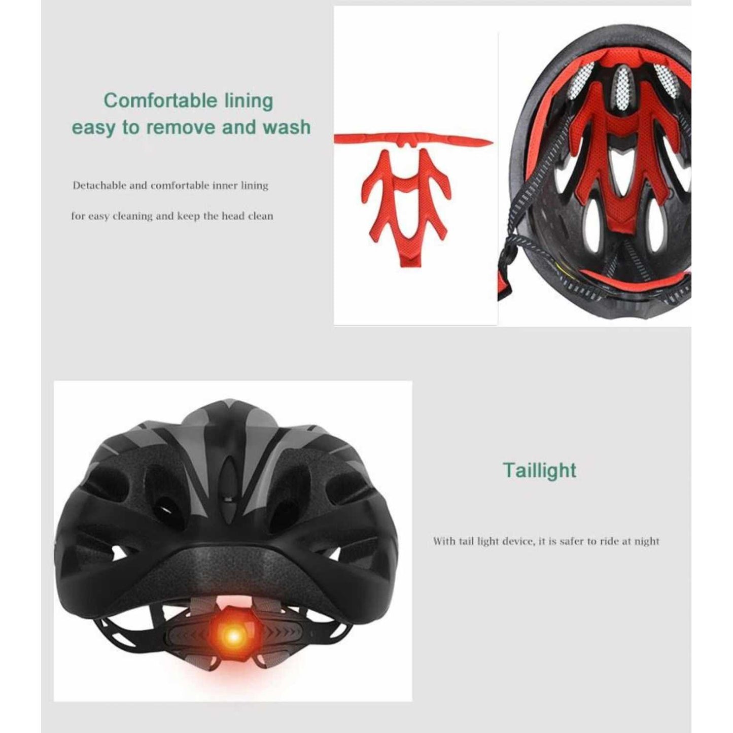 BIKEBOY Helm Sepeda Scooter Bicycle Helmet Breathable with Tail Light - A01-C