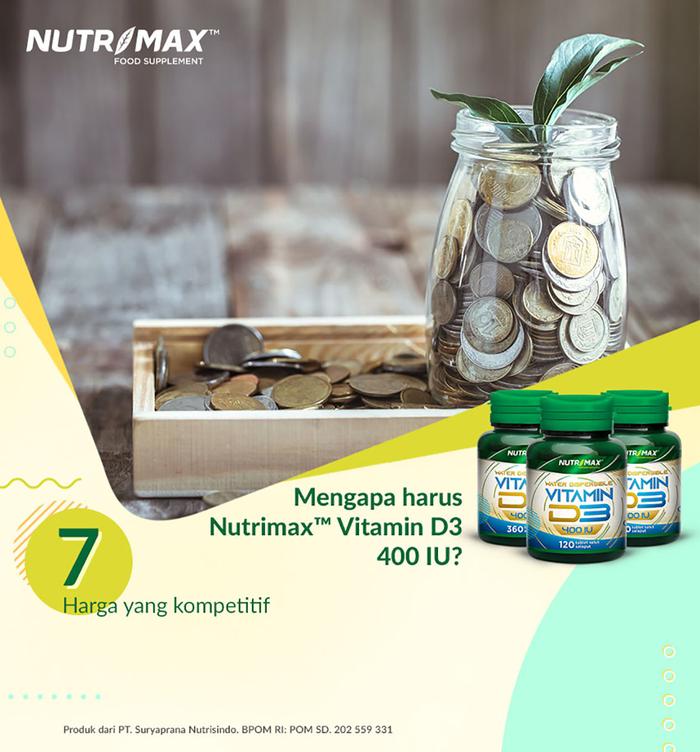 Nutrimax Vitamin Vit D3 400 IU Kesehatan Tulang Gigi Imunitas Osteoporosis Imun Tubuh - 120 TABLET