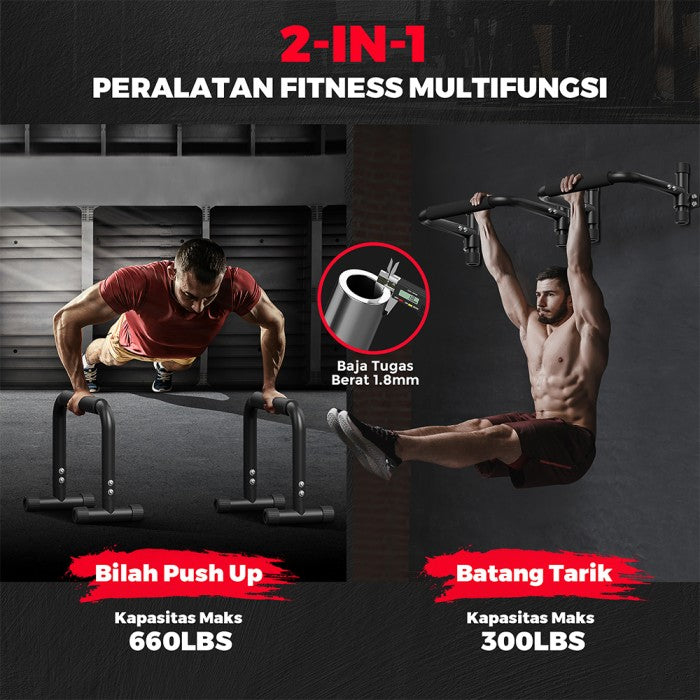 OneTwoFit Alat Push Up Stand Bar Fits Parallettes Push Up Bar  - Hitam