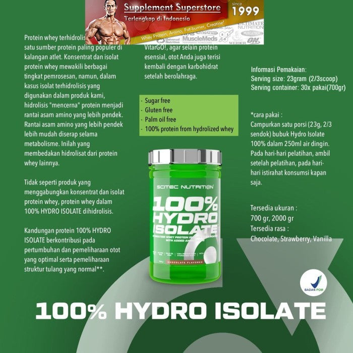 Scitec Nutrition - 100% HYDRO ISOLATE 700gr - Strawberi, Shaker