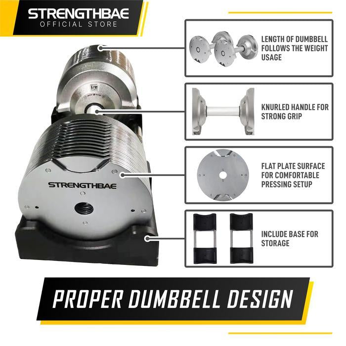 Adjustable Dumbbell STRENGTHBAE 20kg 30kg 40kg 20 30 40 kg Metal Set - 23,5kg 1pc