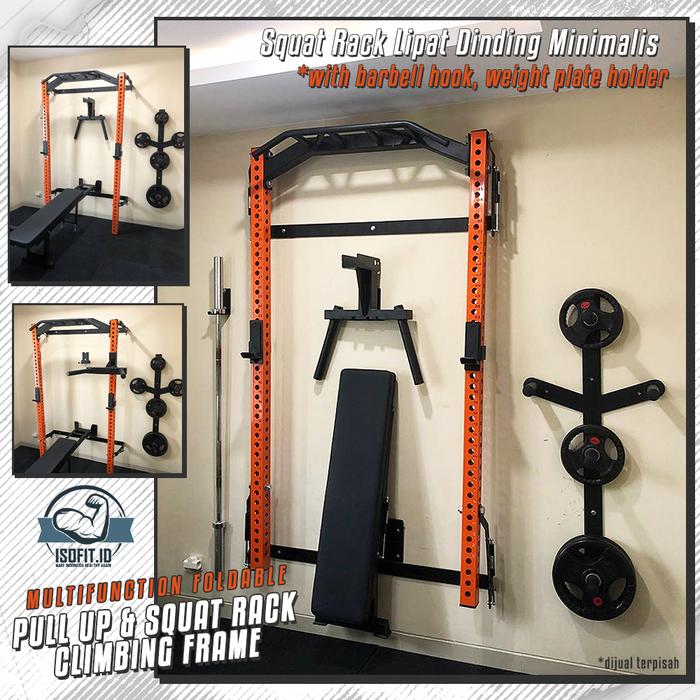 Foldable Pull Up & Squat Rack Climbing Frame / Multifunction Wall Mounted Squat Rack / Squat Rack Lipat Minimalis - HFCR03 DIP BAR